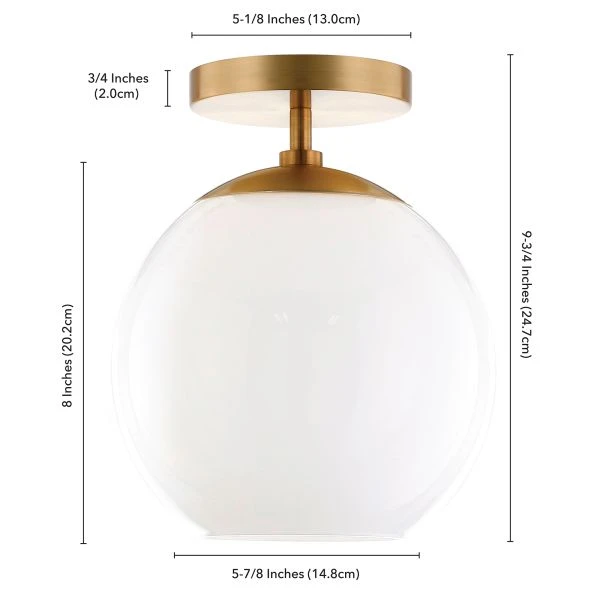 Bartlett 9" Wide Semi Flush Mount With Glass Shade In Brass/White Milk 5 Bartlett 9" Wide Semi Flush Mount With Glass Shade In Brass/White Milk - Image 5