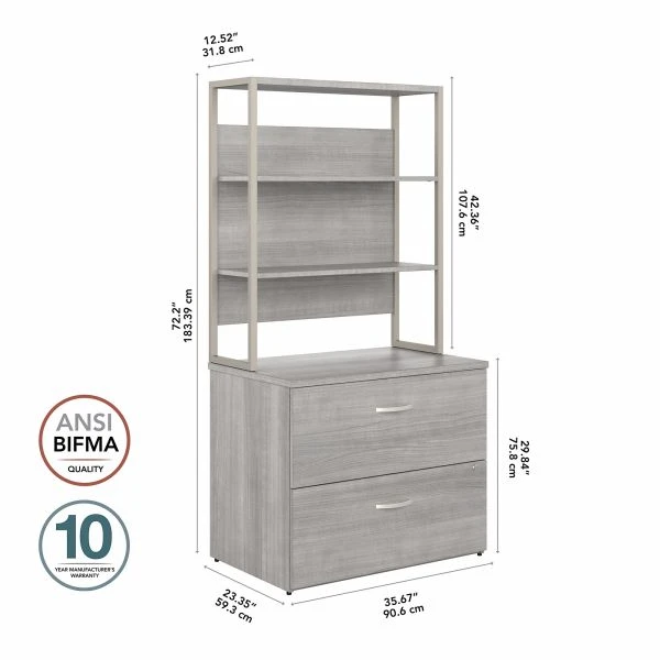 Bush Business Furniture Hybrid 2 Drawer Lateral File Cabinet With Shelves In Platinum Gray 8 Bush Business Furniture Hybrid 2 Drawer Lateral File Cabinet With Shelves In Platinum Gray - Image 8