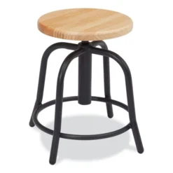 NPS 6800 Series Height Adj Wood Seat Swivel Stool, Supports 300 Lb, 19"-25" Seat Ht, Maple Seat/Black Base, Ships In 1-3 Bus Days