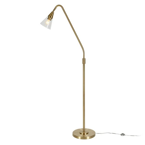 Challice Arc Floor Lamp With Glass Shade In Brass/Clear 5 Challice Arc Floor Lamp With Glass Shade In Brass/Clear - Image 5