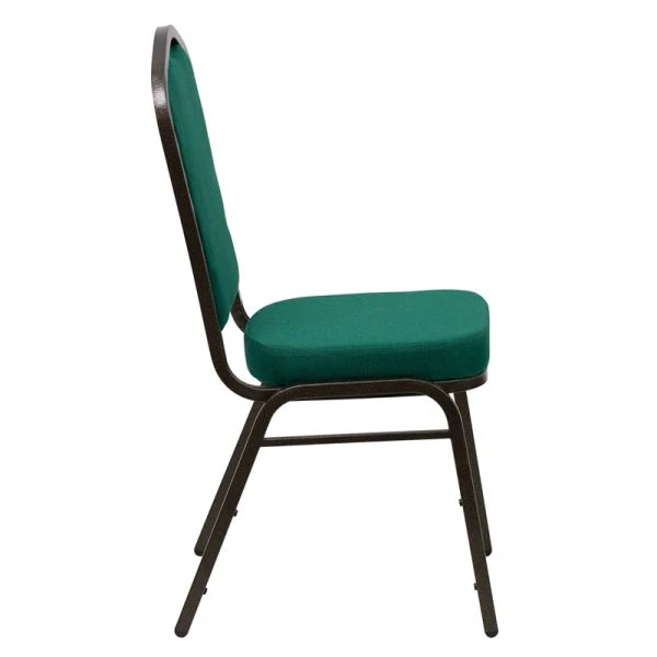 Flash Furniture HERCULES Series Crown Back Stacking Banquet Chair With Green Fabric And 2.5'' Thick Seat - Gold Vein Frame 2 Flash Furniture HERCULES Series Crown Back Stacking Banquet Chair With Green Fabric And 2.5'' Thick Seat - Gold Vein Frame - Image 2