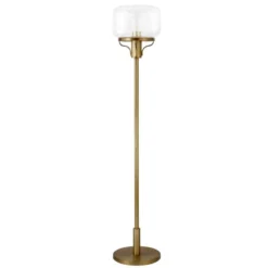 Tatum Globe & Stem Floor Lamp With Glass Shade In Brushed Brass/Seeded