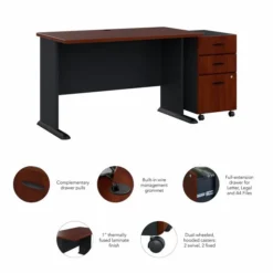 Bush Business Furniture Series A 48W Desk With Mobile File Cabinet In Hansen Cherry And Galaxy -office furniture sale 671f870f53c5a7e2f7d363418d605b03d2
