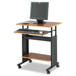 Safco Muv 28" Adjustable-Height Desk, 29.5" X 22" X 29" To 34", Cherry/Black