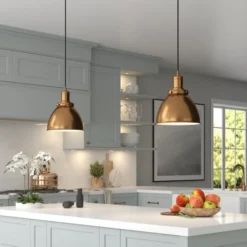 Madison 8" Wide Pendant With Metal Shade In Brass/Brass -office furniture sale 672edb50fa974f523b0c81a99f2acba2b5