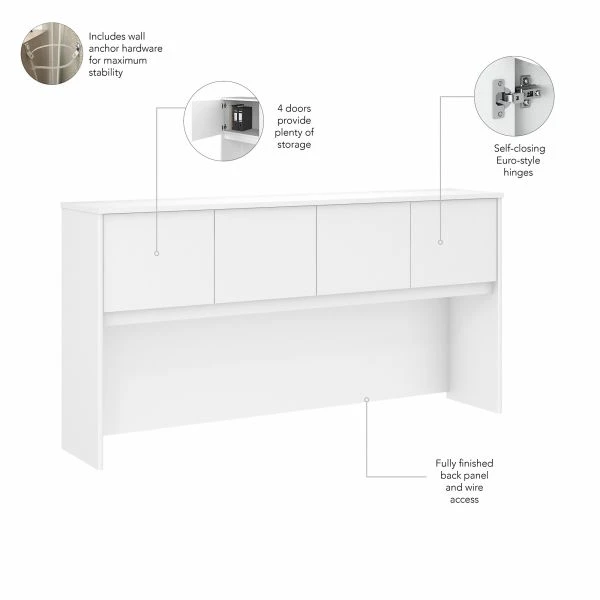 Bush Business Furniture Hybrid 72W Desk Hutch In White 4 Bush Business Furniture Hybrid 72W Desk Hutch In White - Image 4