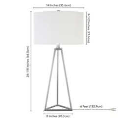 Gio 26.13" Tall Table Lamp With Fabric Shade In Brushed Nickel/White -office furniture sale 6798d04f027dcf9fa36dc9c01287d23055