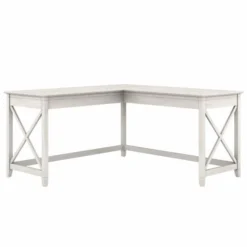 Bush Furniture Key West 60W L Shaped Desk In Linen White Oak
