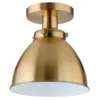 Madison 8" Semi Flush Mount With Metal Shade In Brushed Brass/Brushed Brass
