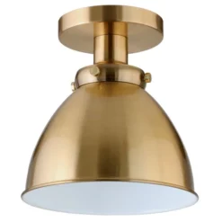 Madison 8" Semi Flush Mount With Metal Shade In Brushed Brass/Brushed Brass