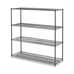 Alera BA Plus Wire Shelving Kit, Four-Shelf, 72w X 24d X 72h, Black Anthracite Plus