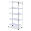 Alera 5-Shelf Wire Shelving Kit With Casters And Shelf Liners, 36w X 18d X 72h, Silver