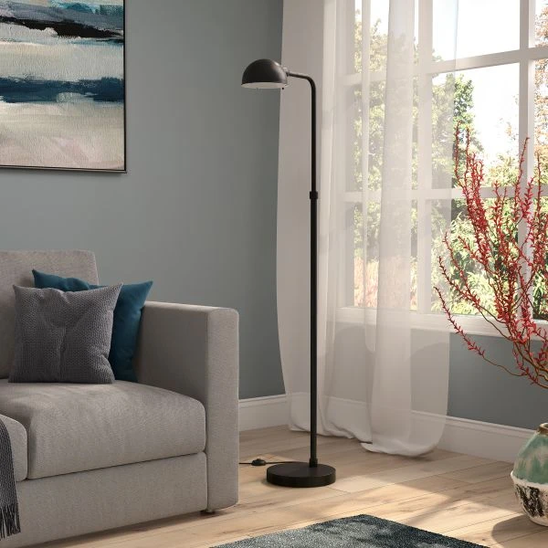 Arundel 66" Tall Integrated LED Floor Lamp With Metal Shade In Blackened Bronze 8 Arundel 66" Tall Integrated LED Floor Lamp With Metal Shade In Blackened Bronze - Image 8