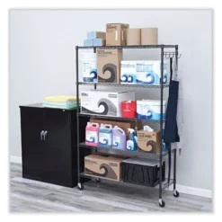Alera 5-Shelf Wire Shelving Kit With Casters And Shelf Liners, 48w X 18d X 72h, Black Anthracite 10 Alera 5-Shelf Wire Shelving Kit With Casters And Shelf Liners, 48w X 18d X 72h, Black Anthracite -office furniture sale 697f7a9a5c2ca0f61854158f5af18846c5