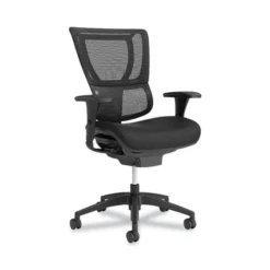 Union & Scale FlexFit 1500TF Mesh Back Fabric Task Chair, Supports Up To 300 Lbs, 17.32" To 20.87" Seat Height, Black Seat/Back, Black Base