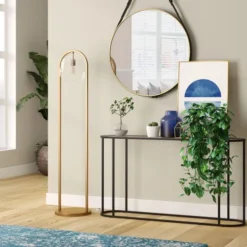 Sydney 64" Floor Lamp With Seeded Glass Shade In Brushed Brass -office furniture sale 6992b2667f83583f15e56202ead2951ac2