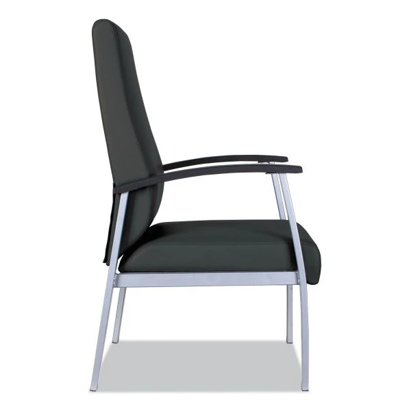 Alera MetaLounge Series High-Back Guest Chair, 24.6" X 26.96" X 42.91", Black Seat, Black Back, Silver Base 2 Alera MetaLounge Series High-Back Guest Chair, 24.6" X 26.96" X 42.91", Black Seat, Black Back, Silver Base - Image 2