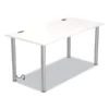 Union & Scale Essentials Writing Table-Desk With Integrated Power Management, 59.7" X 29.3" X 28.8", White/Aluminum