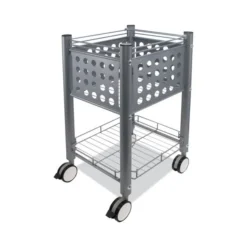 Vertiflex Sidekick File Cart, Metal, 1 Shelf, 1 Bin, 13.75" X 15.5" X 26.25", Matte Gray