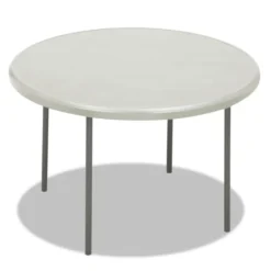 Iceberg IndestrucTable Classic Folding Table, Round Top, 200 Lb Capacity, 48" Diameter X 29h, Platinum