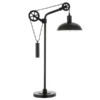 Neo 33.5" Tall Spoke Wheel Pulley System Table Lamp With Metal Shade In Blackened Bronze/Blackened Bronze