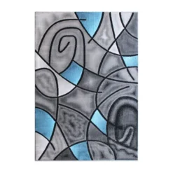 Jubilee Collection 5' X 7' Blue Abstract Area Rug - Olefin Rug With Jute Backing - Living Room, Bedroom, & Family Room -office furniture sale 6bbecc5c248bb011db1668a6e495e6317b