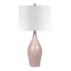 Bella 28.25" Tall Porcelain Table Lamp With Fabric Shade In Rose/White