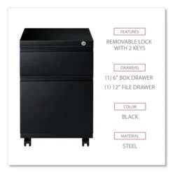 Alera File Pedestal With Full-Length Pull, Left Or Right, 2-Drawers: Box/File, Legal/Letter, Black, 14.96" X 19.29" X 21.65" -office furniture sale 6bcd73990d65d8283413977d869a3efac1