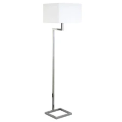 Xavier 64" Tall Floor Lamp With Fabric Shade In Polished Nickel/White