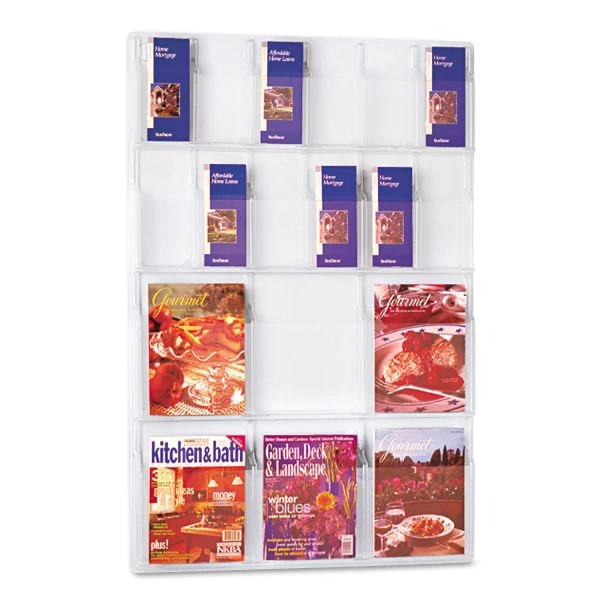 Safco Reveal Clear Literature Displays, 18 Compartments, 30w X 2d X 45h, Clear 1 Safco Reveal Clear Literature Displays, 18 Compartments, 30w X 2d X 45h, Clear