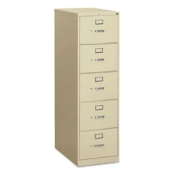 HON 310 Series 5-Drawer Vertical Metal File Cabinet, Legal, 60" Height, Full-Suspension, Putty