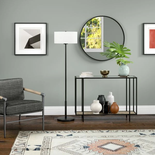 Trina 61" Metal Floor Lamp With Fabric Shade In Blackened Bronze 5 Trina 61" Metal Floor Lamp With Fabric Shade In Blackened Bronze - Image 5