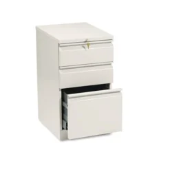 HON Brigade Mobile Pedestal With Pencil Tray Insert, Left Or Right, 3-Drawers: Box/Box/File, Letter, Putty, 15" X 19.88" X 28"