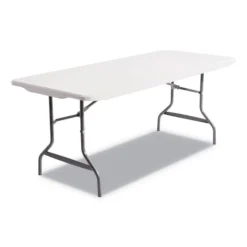 Alera Resin Rectangular Folding Table, Square Edge, 72w X 30d X 29h, Platinum