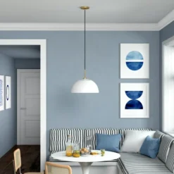 Jordyn 16" Wide Pendant With Metal Shade In White/Brushed Brass -office furniture sale 6c99b0c92a1ce095475ecaa044ce854cf5