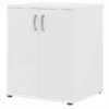 Bush Business Furniture Universal Floor Storage Cabinet With Doors And Shelves In White