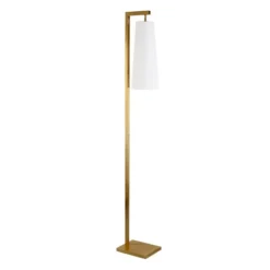 Moser 71" Tall Floor Lamp With Fabric Shade In Brass/White