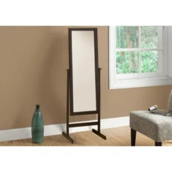 Monarch Specialties Mirror, Full Length, Standing, Floor, 60" Rectangular, Dressing, Bedroom, Brown Wood, Contemporary, Modern
