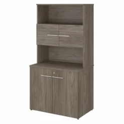 Bush Business Furniture Office 500 36W Tall Storage Cabinet With Doors And Shelves In Modern Hickory
