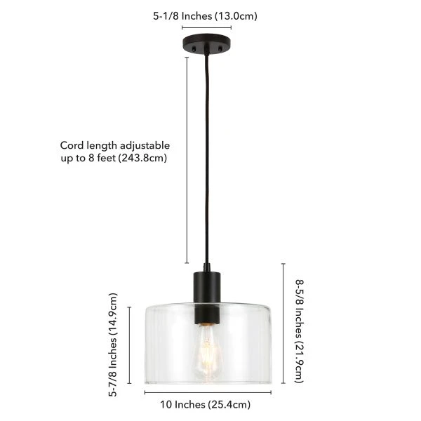 Henri 10" Wide Pendant With Glass Shade In Blackened Bronze/Clear 5 Henri 10" Wide Pendant With Glass Shade In Blackened Bronze/Clear - Image 5