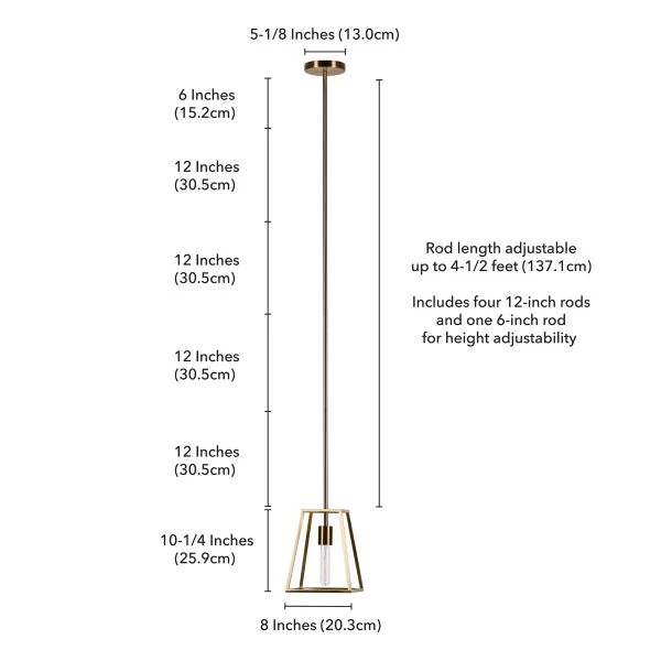 Rhom 8" Wide Open-Framed Pendant In Brass/No Shade 5 Rhom 8" Wide Open-Framed Pendant In Brass/No Shade - Image 5