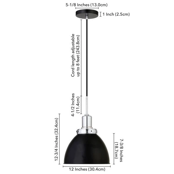 Madison 12" Wide Pendant With Metal Shade In Blackened Bronze/Polished Nickel/Blackened Bronze 3 Madison 12" Wide Pendant With Metal Shade In Blackened Bronze/Polished Nickel/Blackened Bronze - Image 3