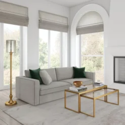 Numit 68.75" Tall Floor Lamp With Glass Shade In Brass/Mercury Glass -office furniture sale 6d883bfeaabc22836f855206de2a962839