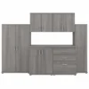 Bush Business Furniture Universal 108W 6 Piece Modular Storage Set With Floor And Wall Cabinets In Platinum Gray