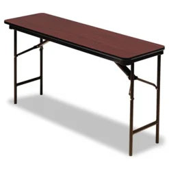 Iceberg OfficeWorks Commercial Wood-Laminate Folding Table, Rectangular Top, 60w X 18w X 29h, Mahogany