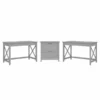 Bush Furniture Key West 2 Person Desk Set With Lateral File Cabinet In Cape Cod Gray