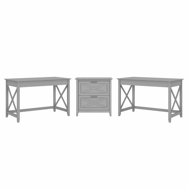Bush Furniture Key West 2 Person Desk Set With Lateral File Cabinet In Cape Cod Gray 1 Bush Furniture Key West 2 Person Desk Set With Lateral File Cabinet In Cape Cod Gray