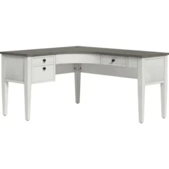 Whalen Lagron 60"W Wood L-Desk, Arctic White/Shadow Gray