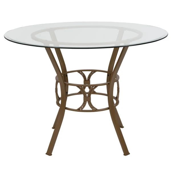 Carlisle 42'' Round Glass Dining Table With Matte Gold Metal Frame 3 Carlisle 42'' Round Glass Dining Table With Matte Gold Metal Frame - Image 3