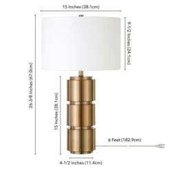 Campbell 27" Tall Table Lamp With Fabric Shade In Brass/White -office furniture sale 6f6e317df99eb69e9c44f87c17a3218db2